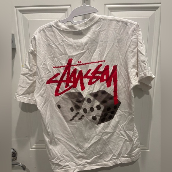 Stussy White Short Sleeve Tee with Red Dice Graphic - Picture 2 of 3